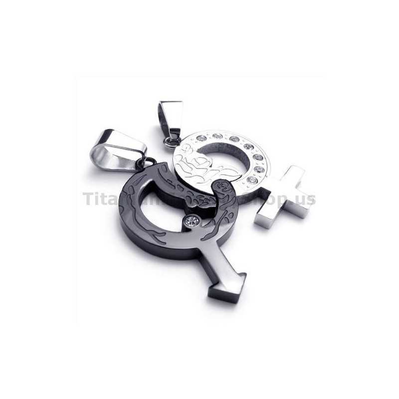 Zwarte Titanium Hangers Voor Geliefden Met Diamantvrije Kettingen Zwarte Titanium Hangers Voor Geliefden Met Diamantvrije Kettingen