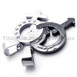 Zwarte Titanium Hangers Voor Geliefden Met Diamantvrije Kettingen