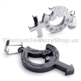 Zwarte Titanium Hangers Voor Geliefden Met Diamantvrije Kettingen