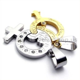 Titanium Lovers Gloden Hangers Met Diamantvrije Kettingen
