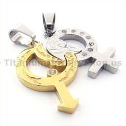 Titanium Lovers Gloden Hangers Met Diamantvrije Kettingen