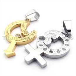 Titanium Lovers Gloden Hangers Met Diamantvrije Kettingen