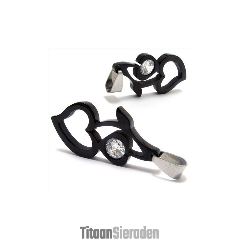 Hartvormige Titanium Diamanten Kettinghanger Hartvormige Titanium Diamanten Kettinghanger