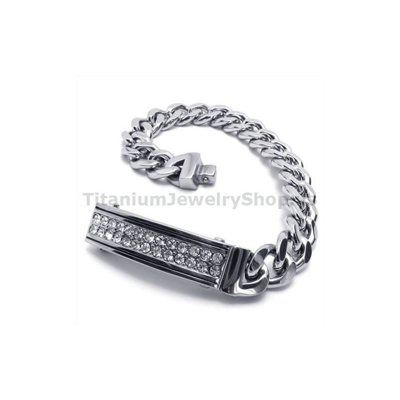 Heren Titanium Armband Met Diamanten Heren Titanium Armband Met Diamanten