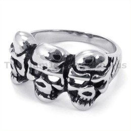 Drie Schedel Titanium Ring