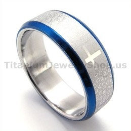 Kruis Titanium Ring (Blauw)