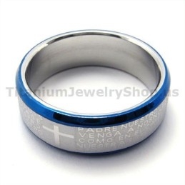 Kruis Titanium Ring (Blauw)