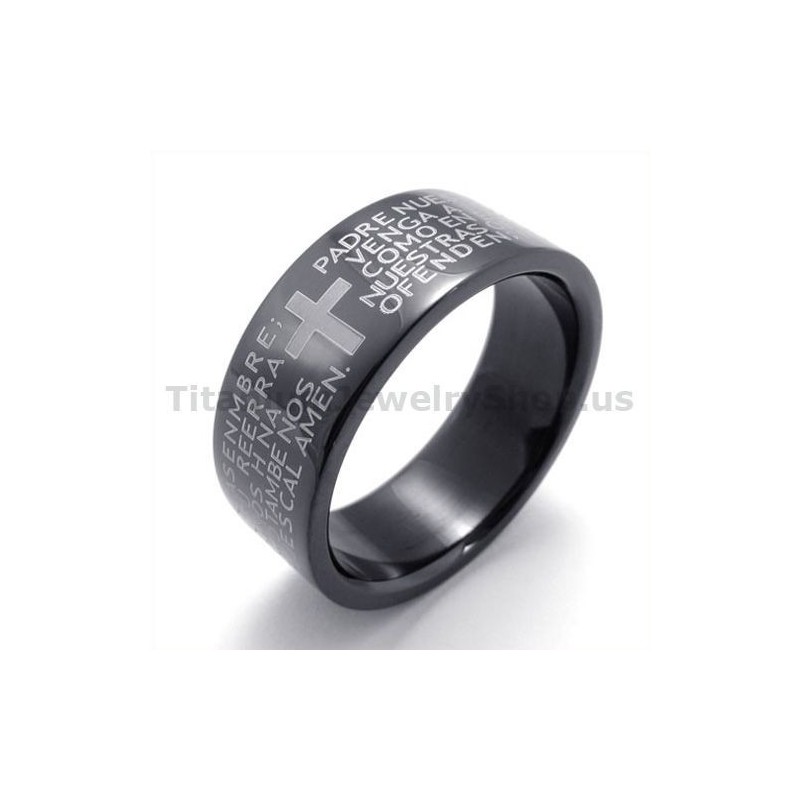 Kruis Zwarte Titanium Ring Kruis Zwarte Titanium Ring