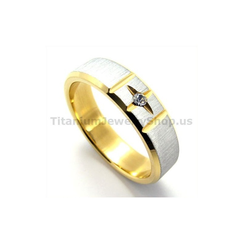 Gloden Cross Titanium Ring Met Diamant Gloden Cross Titanium Ring Met Diamant