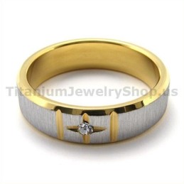 Gloden Cross Titanium Ring Met Diamant