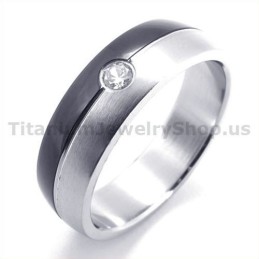 Zwarte Titanium Ring Met Diamant