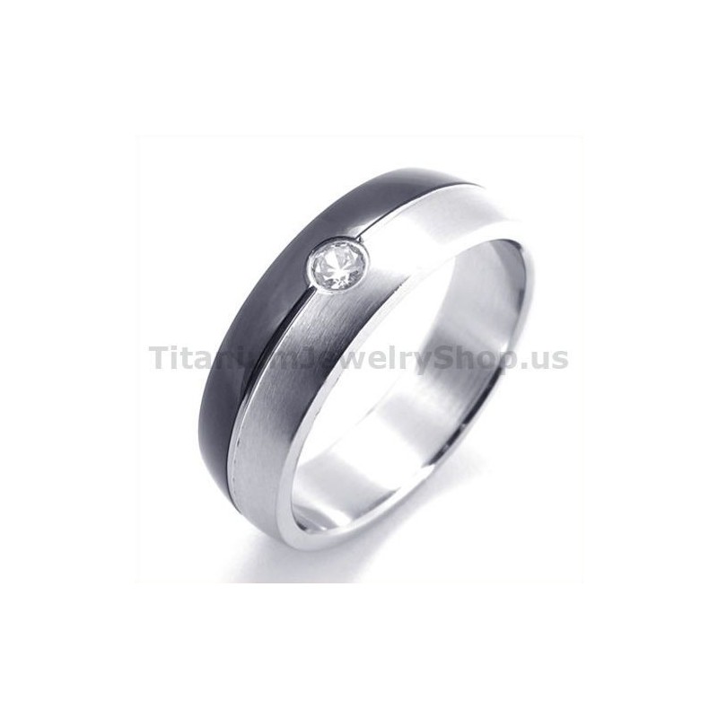 Zwarte Titanium Ring Met Diamant Zwarte Titanium Ring Met Diamant