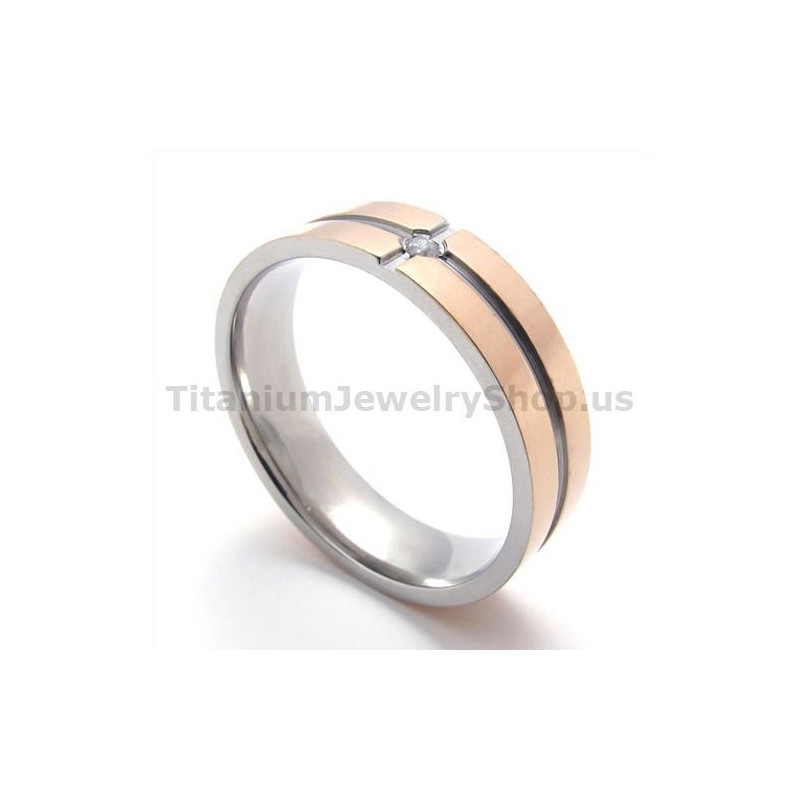 Gloden Titanium Ring Met Diamant