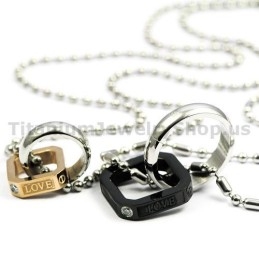 Titanium Hangers Met Diamanten Voor Geliefden Valentijnsdag Cadeau - Gratis Kettingen
