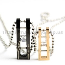 Durf Te Houden Van Geliefden Titanium Hangers Met Diamanten Valentijnsdagcadeaus - Gratis Kettingen