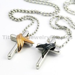 Engelenvleugels Kruis Titanium Lovers Hangers Valentijnsdag Cadeaus - Gratis Kettingen