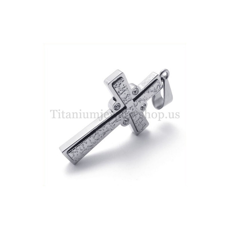 Mode Met Diamanten Twee Lagen Titanium Kruis Hanger