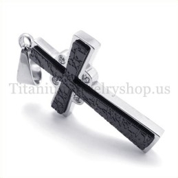Twee Lagen Met Diamanten Mode Titanium Kruis Hanger