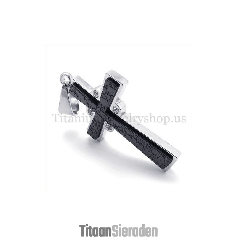 Twee Lagen Met Diamanten Mode Titanium Kruis Hanger Twee Lagen Met Diamanten Mode Titanium Kruis Hanger