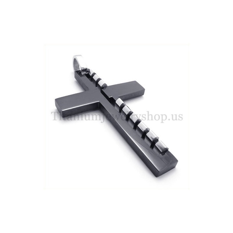 Zwarte Herenmode Titanium Kruishanger