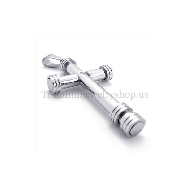Zilveren Cilinder Mode Titanium Kruis Hanger Zilveren Cilinder Mode Titanium Kruis Hanger