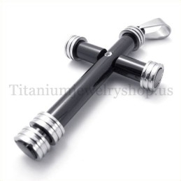 Mode Zwarte Cilinder Titanium Kruis Hanger
