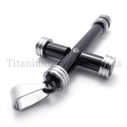 Mode Zwarte Cilinder Titanium Kruis Hanger