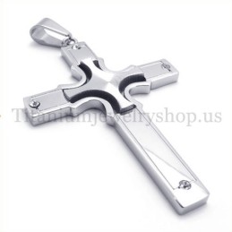 Mode Zilveren Ingebedde Kleine Kruis Met Diamanten Titanium Kruis Hanger