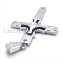 Mode Zilveren Ingebedde Kleine Kruis Met Diamanten Titanium Kruis Hanger