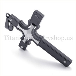 Ingebedde Zilveren Kleine Kruis Mode Zwarte Titanium Kruis Hanger