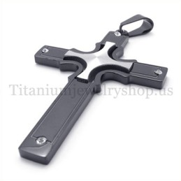 Ingebedde Zilveren Kleine Kruis Mode Zwarte Titanium Kruis Hanger