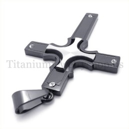 Ingebedde Zilveren Kleine Kruis Mode Zwarte Titanium Kruis Hanger