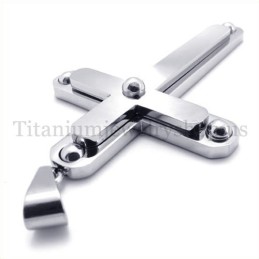 Twee Lagen Met Diamanten Mode Titanium Kruis Hanger