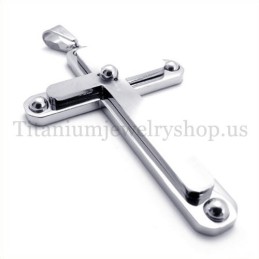 Twee Lagen Met Diamanten Mode Titanium Kruis Hanger