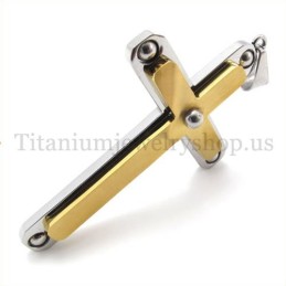 Mode Met Diamanten Twee Lagen Titanium Kruis Hanger