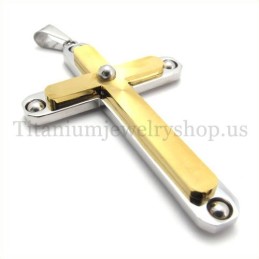 Mode Met Diamanten Twee Lagen Titanium Kruis Hanger