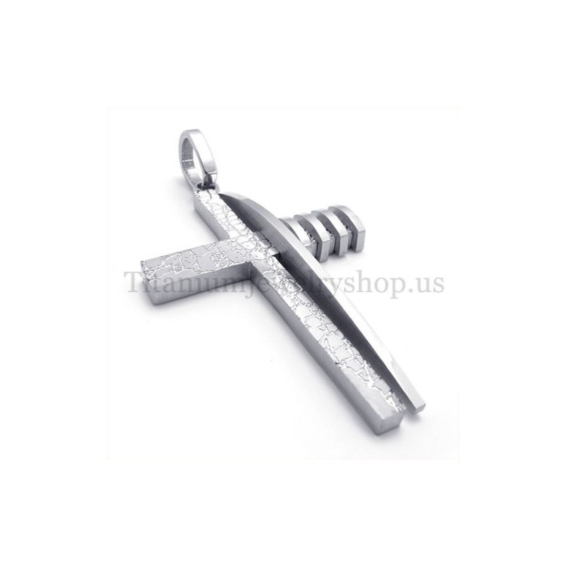 Puur Zilveren Asymmetrische Vorm Mode Titanium Kruis Hanger Voor Heren Puur Zilveren Asymmetrische Vorm Mode Titanium Kruis Hanger Voor Heren