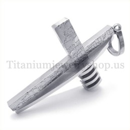 Puur Zilveren Asymmetrische Vorm Mode Titanium Kruis Hanger Voor Heren
