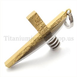 Gouden En Zilveren Asymmetrische Vorm Mode Titanium Kruis Hanger Voor Heren