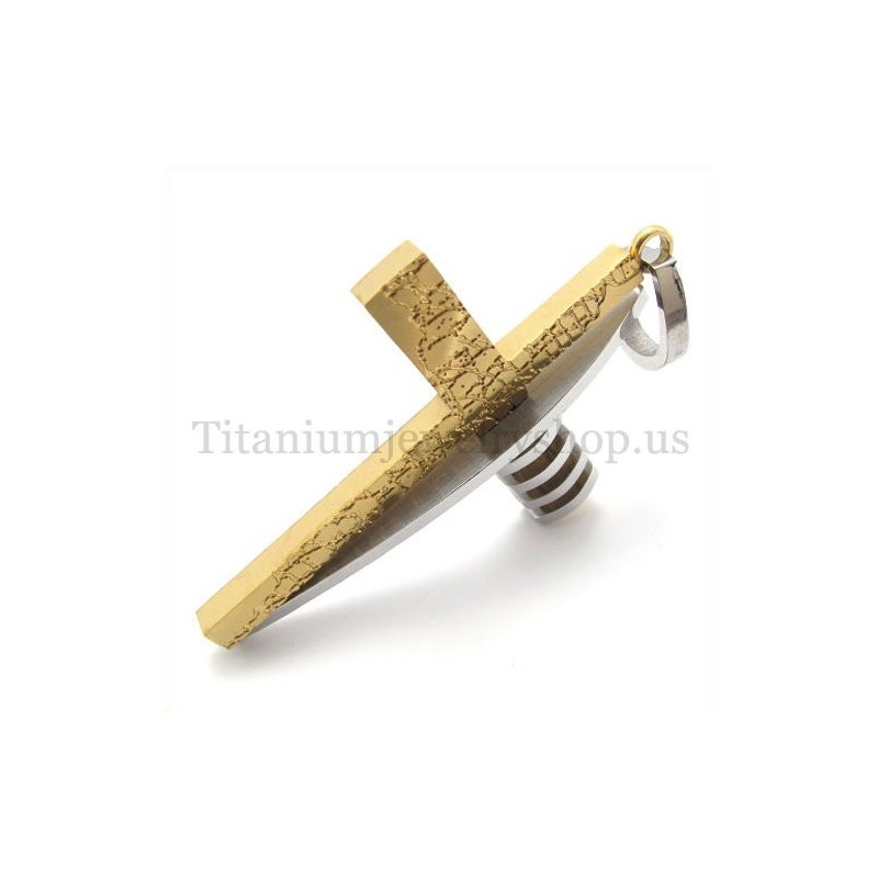 Gouden En Zilveren Asymmetrische Vorm Mode Titanium Kruis Hanger Voor Heren Gouden En Zilveren Asymmetrische Vorm Mode Titanium Kruis Hanger Voor Heren