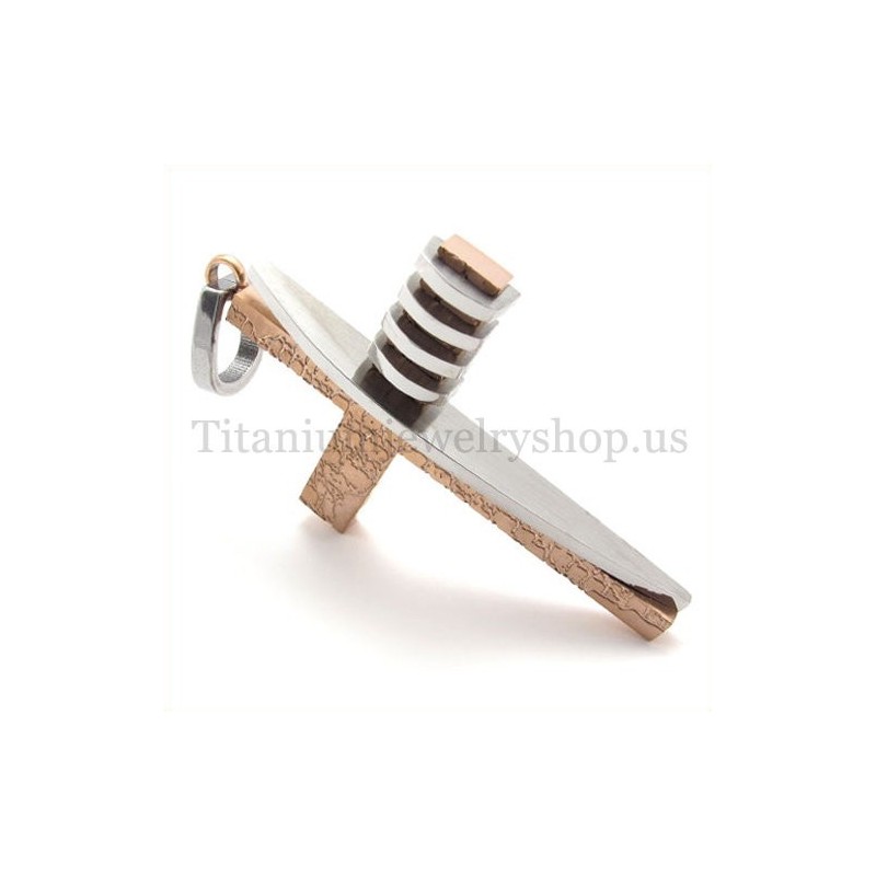 Koffiegouden Asymmetrische Vorm Mode Heren Titanium Kruis Hanger Koffiegouden Asymmetrische Vorm Mode Heren Titanium Kruis Hanger