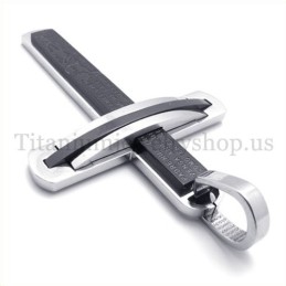 Mode Tweelaags Zwarte Titanium Kruishanger