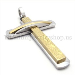 Twee Lagen Gouden Mode Titanium Kruis Hanger