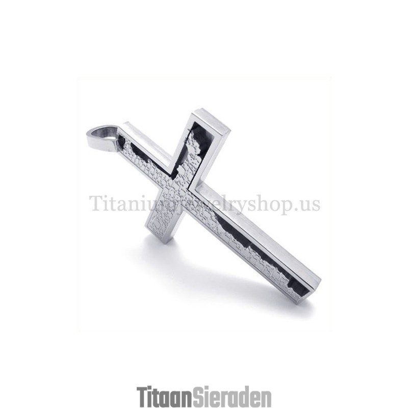 Onvolledig Gevulde Zilveren Quadraat Titanium Kruishanger Onvolledig Gevulde Zilveren Quadraat Titanium Kruishanger