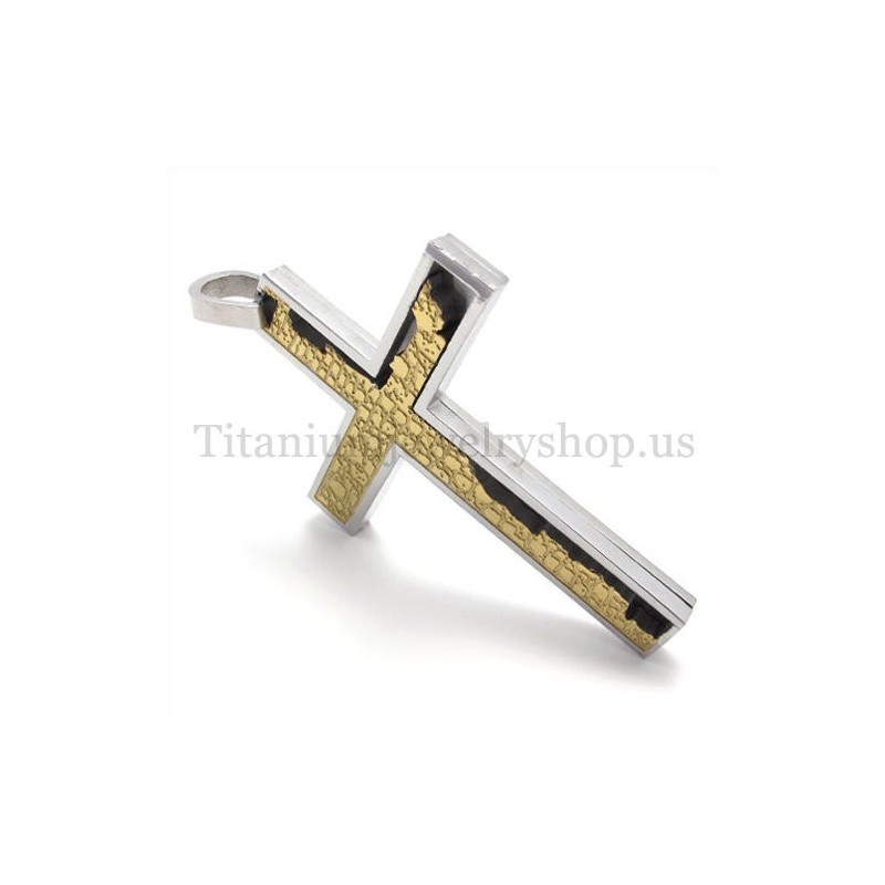Gouden Onvolledig Gevulde Vierkante Titanium Kruishanger Gouden Onvolledig Gevulde Vierkante Titanium Kruishanger
