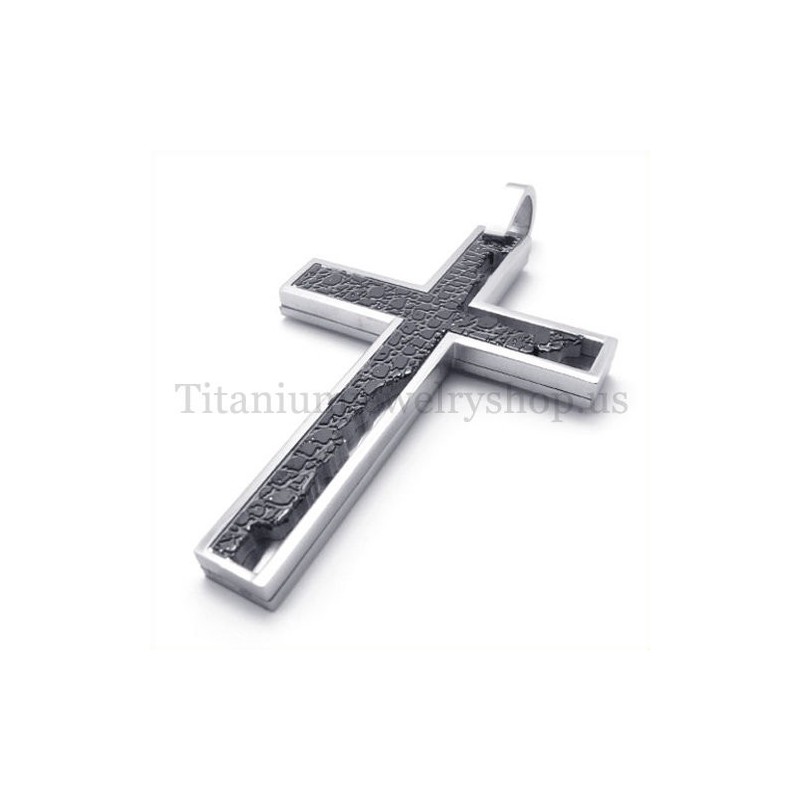 Zwarte Onvolledige Vulling Quadrate Titanium Kruishanger