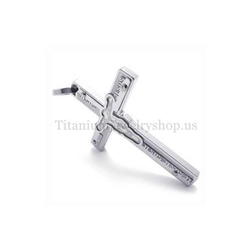 Gesneden Jezus Titanium Kruis Hanger Gesneden Jezus Titanium Kruis Hanger