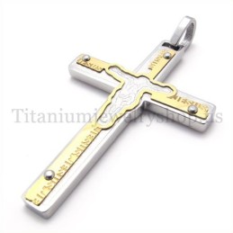 Gesneden Jezus Gouden Titanium Kruis Hanger