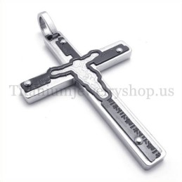 Gesneden Jezus Zwarte Titanium Kruis Hanger