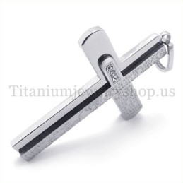 Twee Lagen Met Diamanten Bijbel Titanium Kruis Hanger